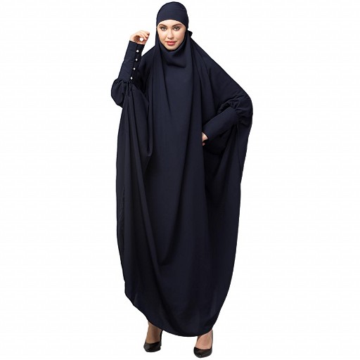  Long cuff ready to wear Jilbab in one piece- Navy Blue